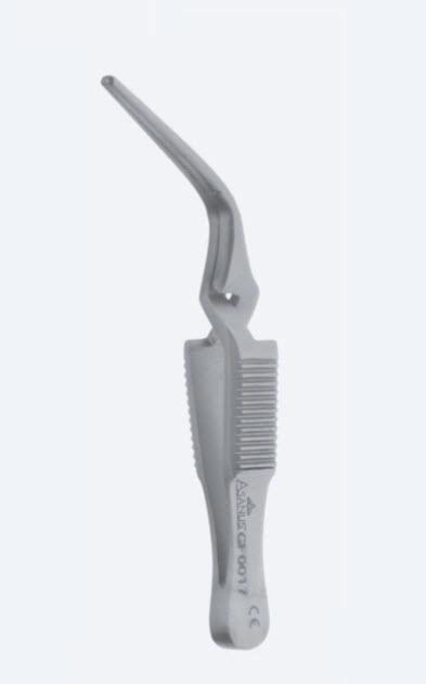 Зажими, хірургічні, мікро "бульдог", вага 3,0 г, тиск закриття 80 г, з тонкою насічкою, вигнуті під кутом, довжина щелепи 16 мм, загальна довжина 45 мм, 1 3/4"